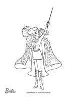 coloriage barbie mousquetaire et son epee